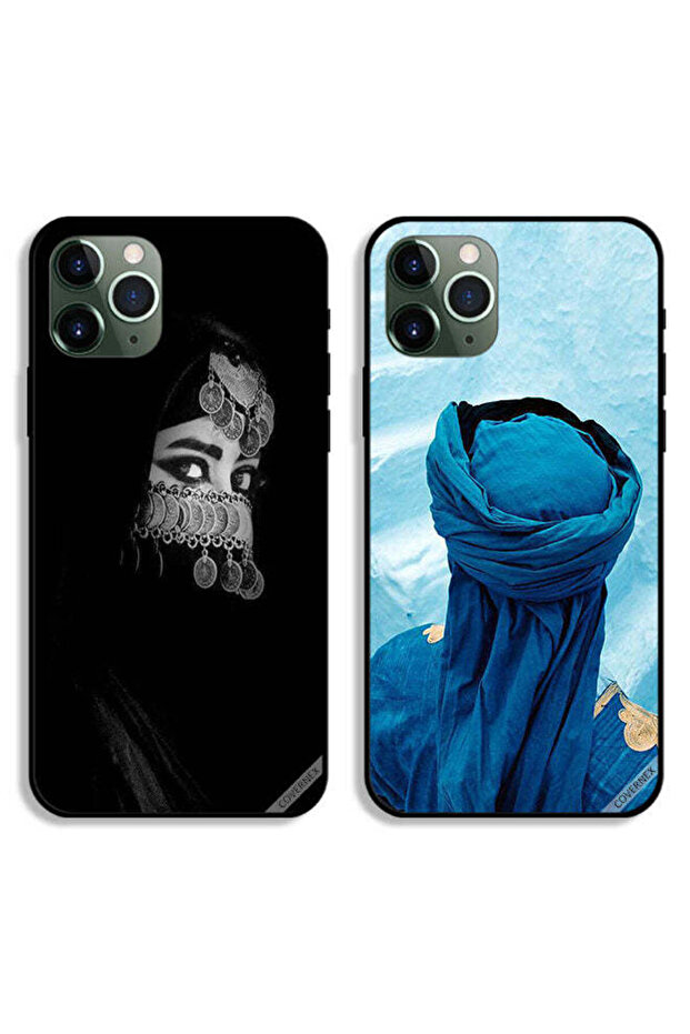 جرابان لهاتف Apple iPhone 11 Pro Max بغطاءين واقيين بتصميم عربي وعيون جميلة
