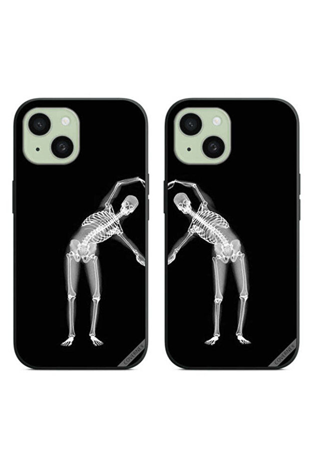 حافظتان واقيتان لهاتف Apple iPhone 15 Plus، أغطية خلفية بتصميم قلب وهيكل عظمي بشري