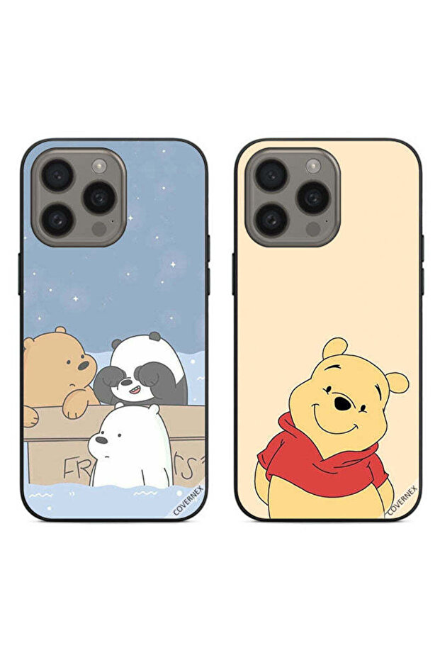 حافظتان واقيتان لهاتف Apple iPhone 15 Pro Max، بتصميم Bear Friends وHappy Bear