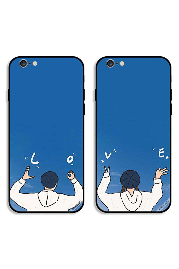 حافظتان واقيتان لهاتف Apple iPhone 6/6s، أغطية خلفية بتصميم لفتة حب للزوجين