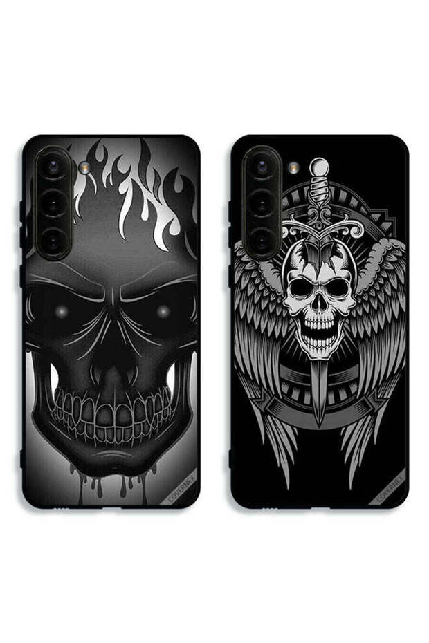 حافظتان لهاتف Samsung Galaxy S23 5G، أغطية واقية بتصميم جمجمة وأجنحة نسر