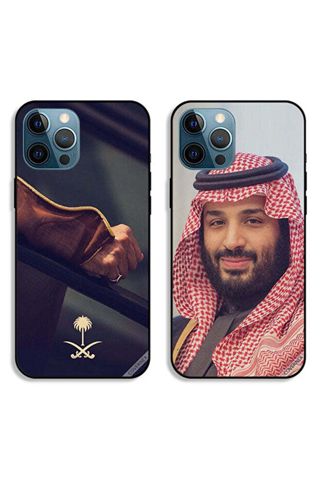 حافظتان لهاتف آبل آيفون 12 برو، غطاءان واقيان، محمد بن سلمان ويد تحملان لافتة وطنية