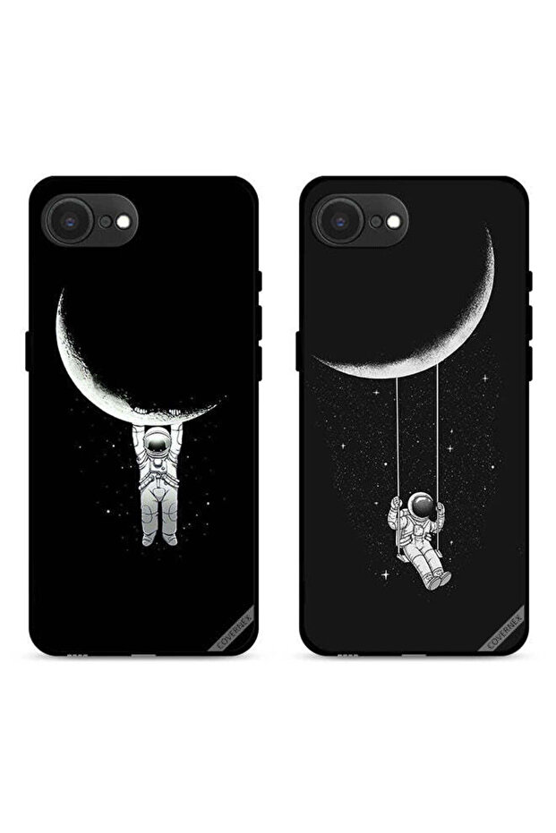 حافظتان لهاتف Apple iPhone 16e، أغطية حماية بتصميم رائد فضاء متأرجح ومعلق على القمر
