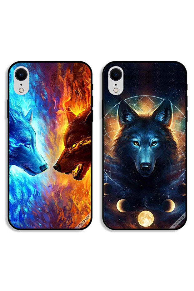 حافظتان واقيتان لهاتف Apple iPhone XR بتصميم الذئب والفضاء