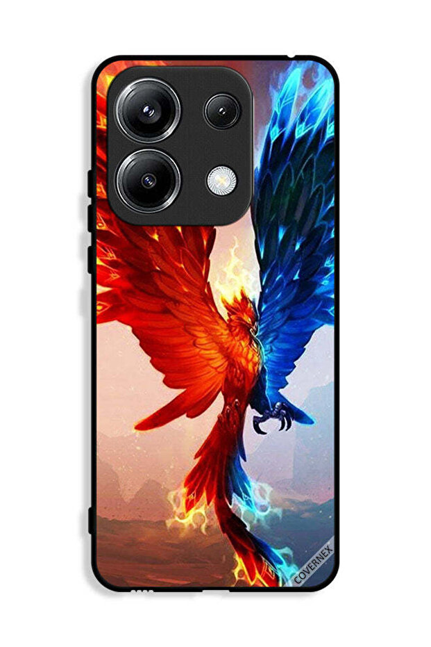 غطاء حماية لهاتف Xiaomi Poco M6 Pro 4G بخلفية نسر النار والماء