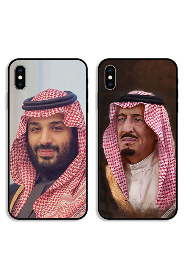 حافظتان لهاتف آيفون X من آبل، غطاءان واقيان يحملان صورة الملك سلمان والأمير محمد