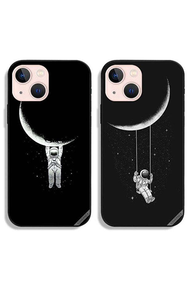 حافظتان لهاتف Apple iPhone 13 mini، أغطية حماية بتصميم رائد فضاء متأرجح ومعلق على القمر
