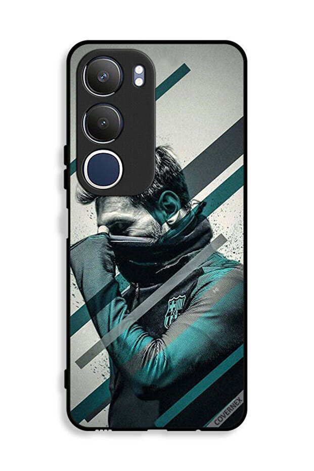 غطاء حماية لهاتف Vivo Y19s 4G بتصميم وجه ميسي المختبئ
