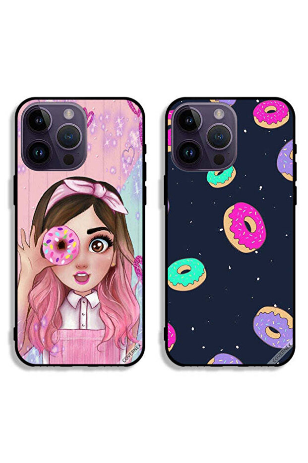 حافظتان واقيتان لهاتف Apple iPhone 14 Pro Max بتصميم Donuts وDonut Lover Girl Art