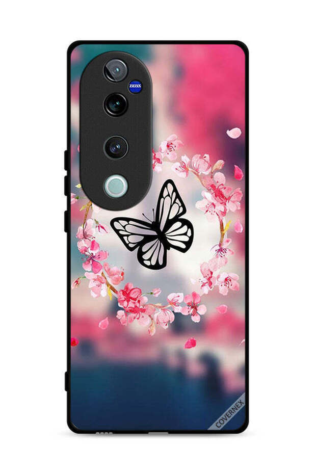 غطاء حماية لهاتف Vivo S19 Pro 5G بتصميم فراشة وحلقة زهور