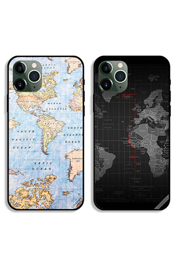 حافظتان واقيتان لهاتف Apple iPhone 11 Pro Max مع خريطة العالم