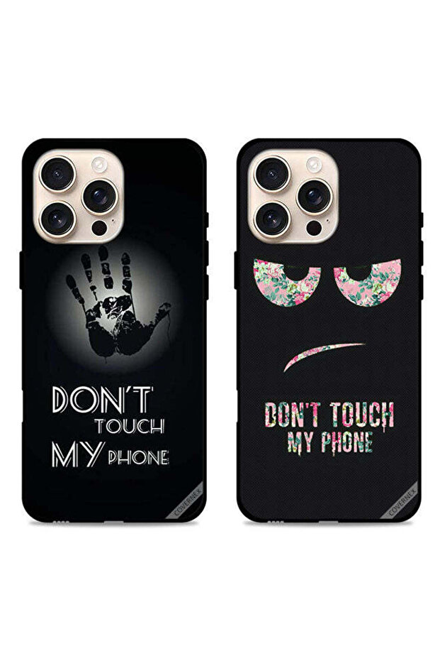 حافظتان لهاتف Apple iPhone 16 Pro Max، أغطية حماية، لا تلمس هاتفي، يد وزهور