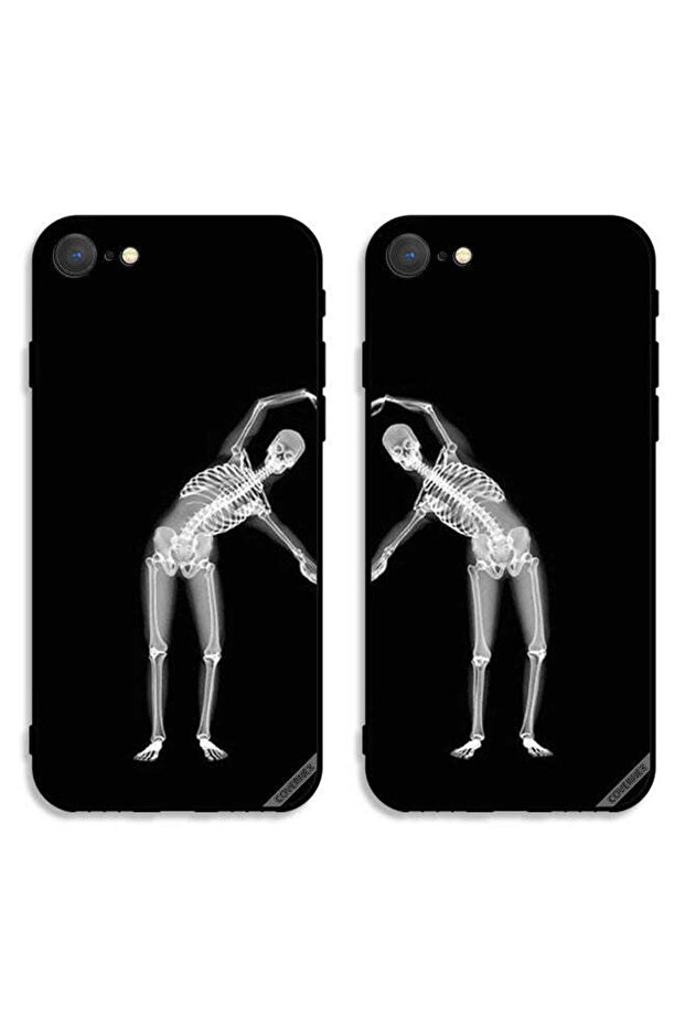 حافظتان واقيتان لهاتف Apple iPhone 8، أغطية خلفية بتصميم قلب وهيكل عظمي بشري