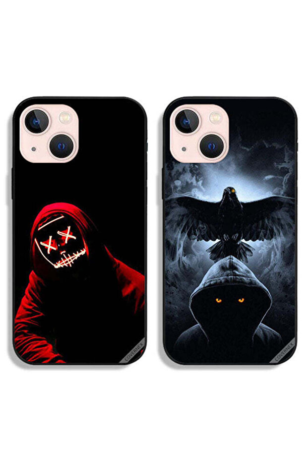 حافظتان لهاتف Apple iPhone 13 mini، غطاءان واقيان برسومات قناع الهالوين والنسر