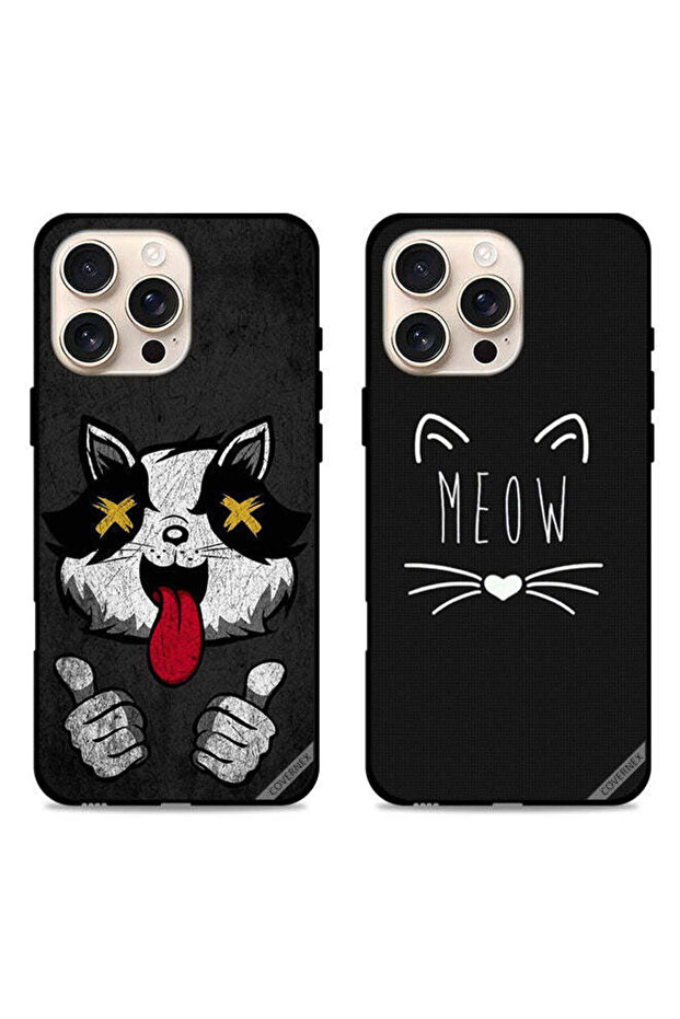 حافظتان واقيتان لهاتف Apple iPhone 16 Pro Max بتصميم Marshmallow Cat وMeo