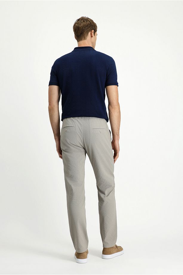 Techno-Line Regular Fit Beli Lastikli İpli Gofre Klasik Kumaş Pantolon - 4