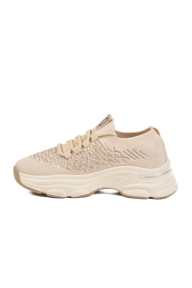 Krem Triko Örme Anatomik Kadın Sneaker - 2