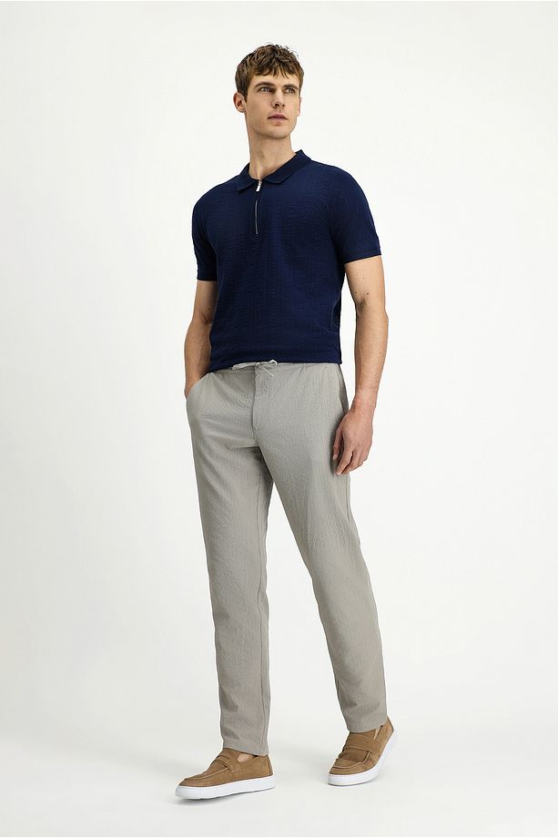 Techno-Line Regular Fit Beli Lastikli İpli Gofre Klasik Kumaş Pantolon - 2