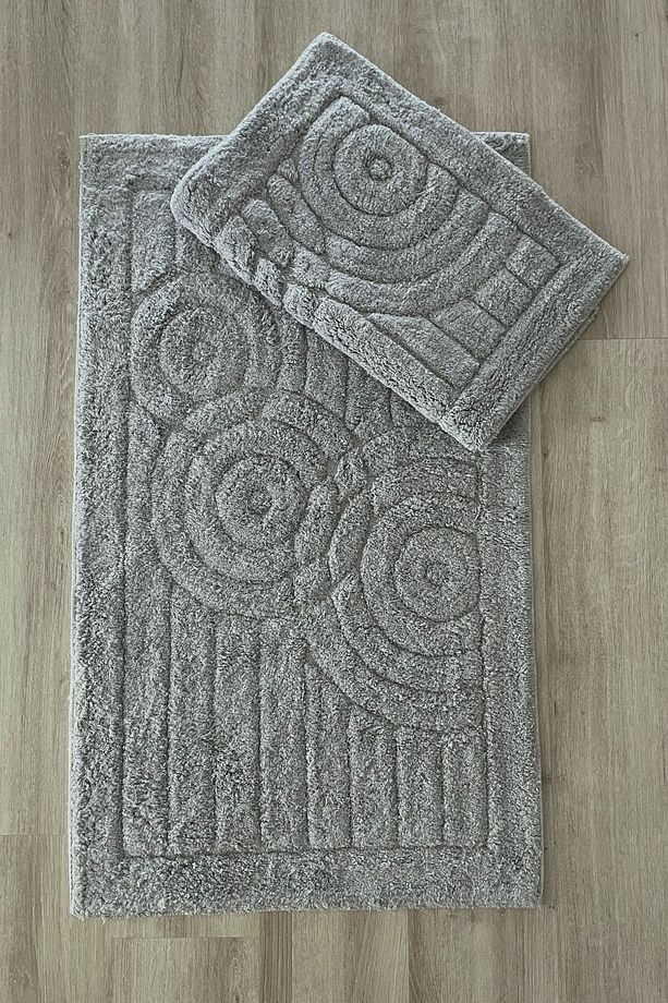 Yumuşak Dokulu Pamuk Tafting Banyo Paspas Seti, Banyo Halısı 2 Li Set 60x100 - 50x60 - 1