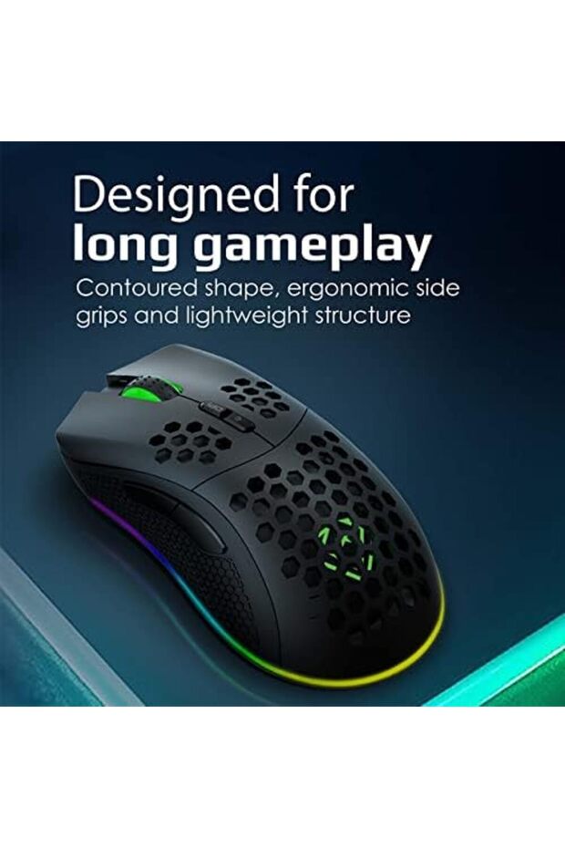 Ammolite Wireless Gaming Mouse | Honeycomb Design | Up To 16000 Dpi | 40g Optical Sensor | Lo - 7