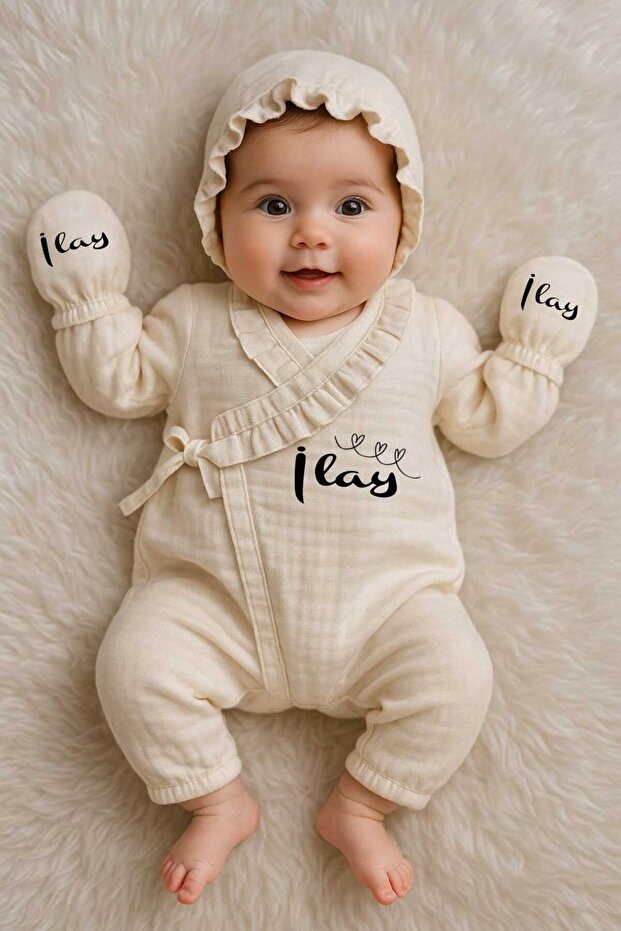 Muslin Baby Set (Gloves, Hat and Overalls) – 100% Cotton, Soft & Breathable Fabric