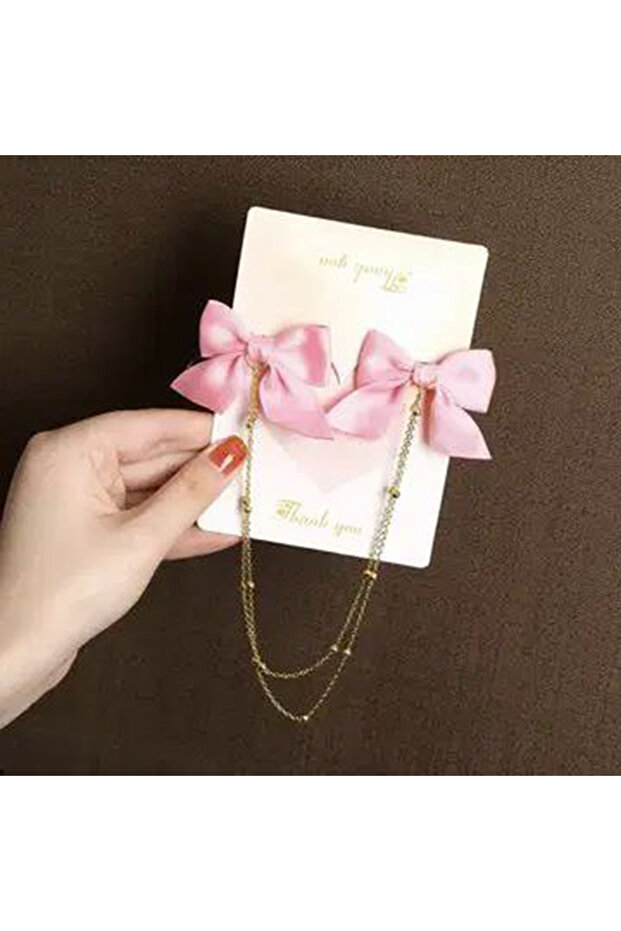 2-Piece Women's Satin Bow Model Ball Chain Buckle