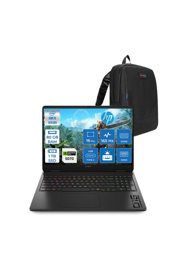 Omen I9 14900HX 80GB 1tb SSD 8GB/RTX5070 16" Wuxga 165Hz 400NIT SRGB WIN11PRO 16AM0001NTH22 - 1