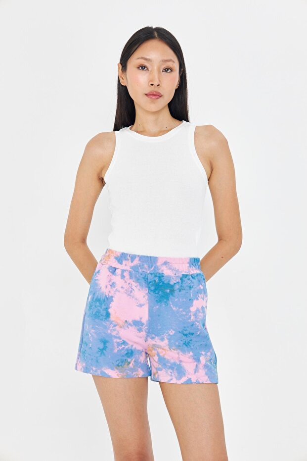 Desenli Lastikli Şort - 2