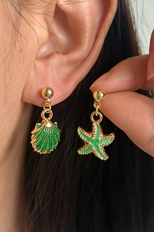 Navy Blue Women's Earrings with Sea Theme