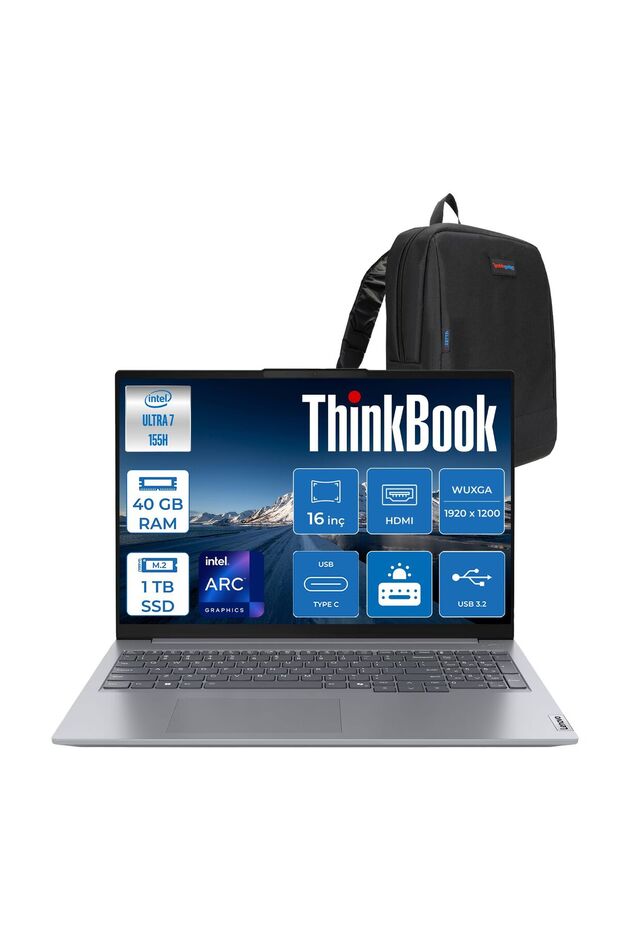 Thinkbook 16 G7 Iml Ultra 7 155H 40GB 1tb SSD 16" Wuxga 300NITS IPS Freedos 21MS008RTRF18 - 1