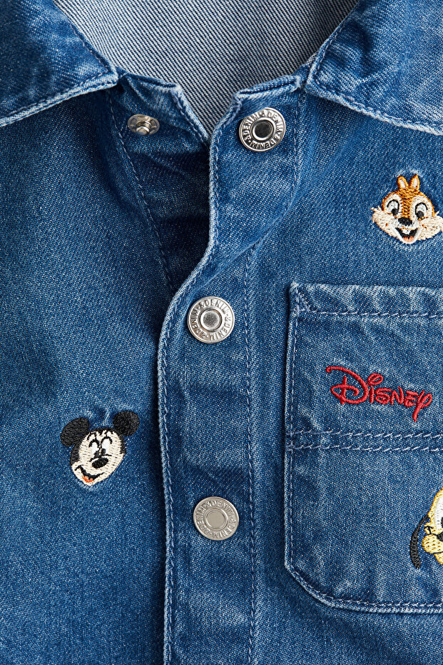 İşleme Detaylı Kot Overshirt Gömlek - 5