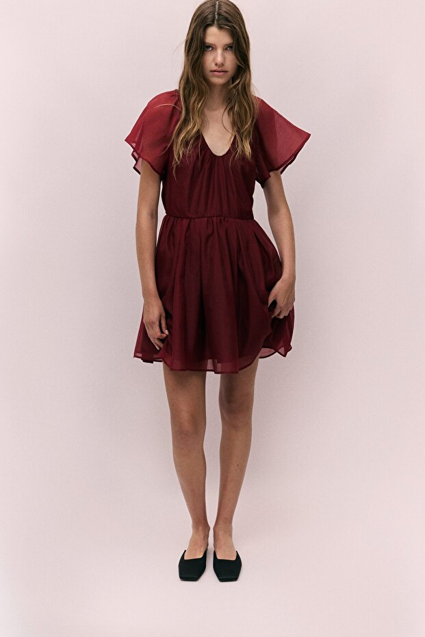 Kelebek Kollu Elbise - 3