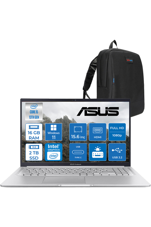 Vivobook 15 X1502VA Core I5 13420H 16GB 2tb SSD Windows 11 Pro 15.6" Fhd WNJ870P09 +ZETTAÇANTA - 1