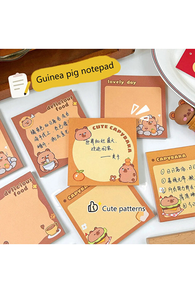 Capybara Postit Yapışkan Not Kağıdı 50 Yaprak – Kapibara Sevimli Tasarım, Pratik Kullanım - 1