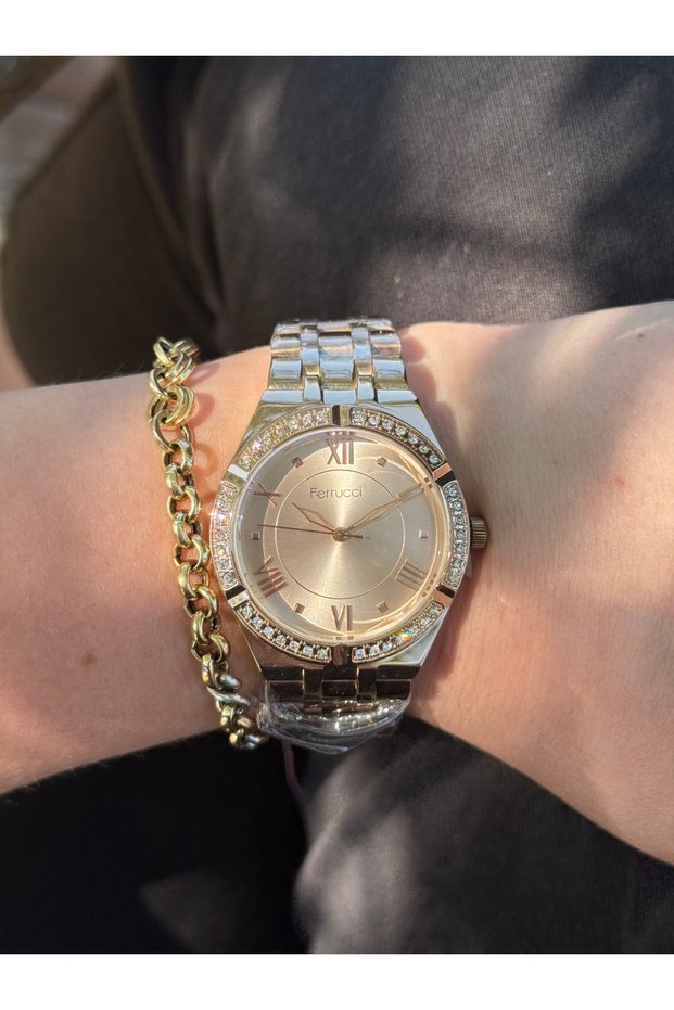 Rosegold Color Simple and Stylish Stone Steel Color-Unchanging Women's Watch