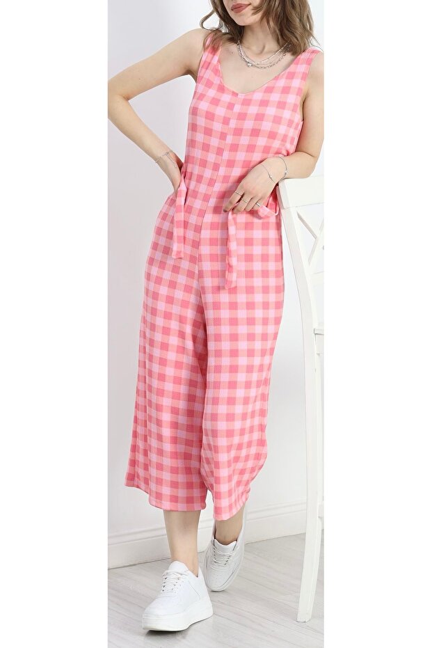 Askılı kareli tulum - 2