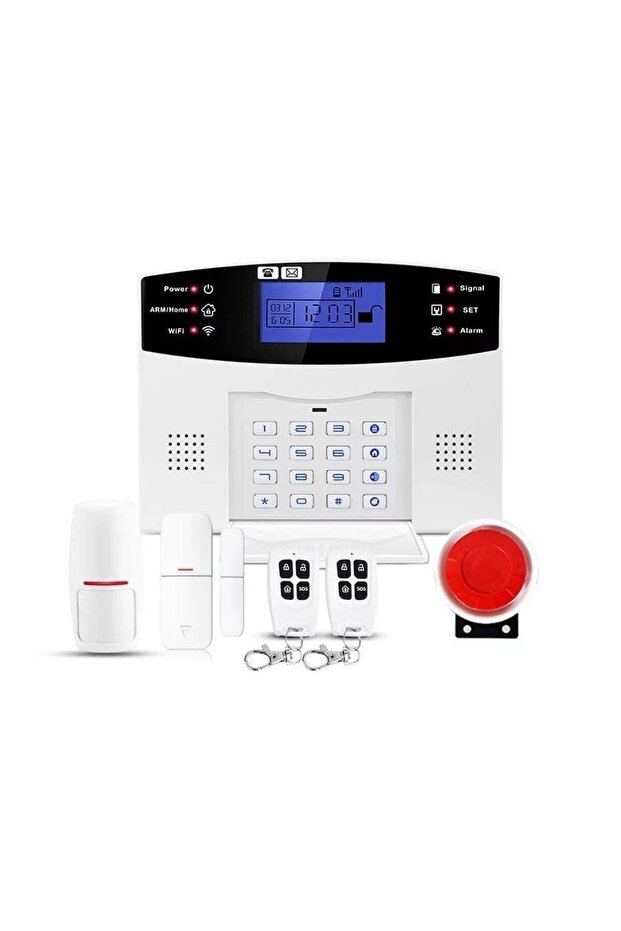 AQ5 intelligent alarm system with LCD display, wireless, with 2 sensors and 2 remote controls, white - 3