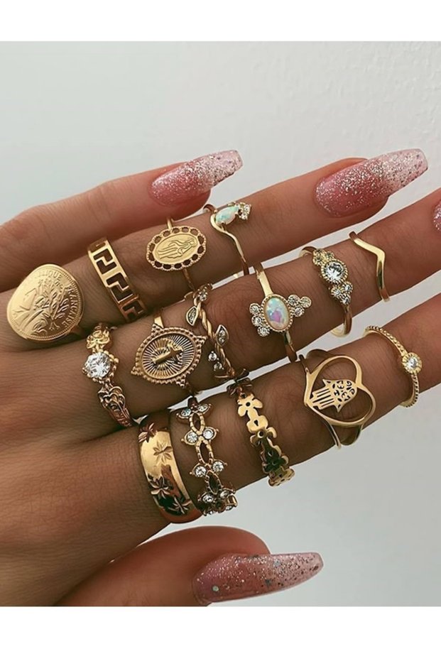 Gold Çoklu Yüzük Set