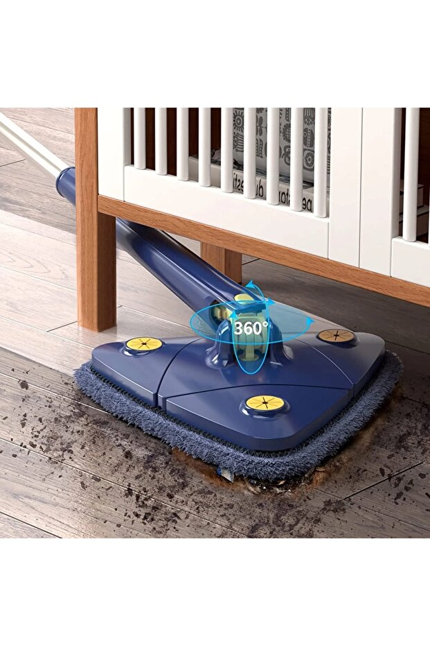 Triangular mop, triangular, with extra squeegee and reserve, floors, windows,other surfaces, blue - 6