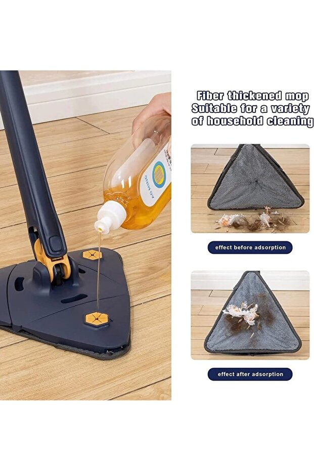 Triangular mop, triangular, with extra squeegee and reserve, floors, windows,other surfaces, blue - 8