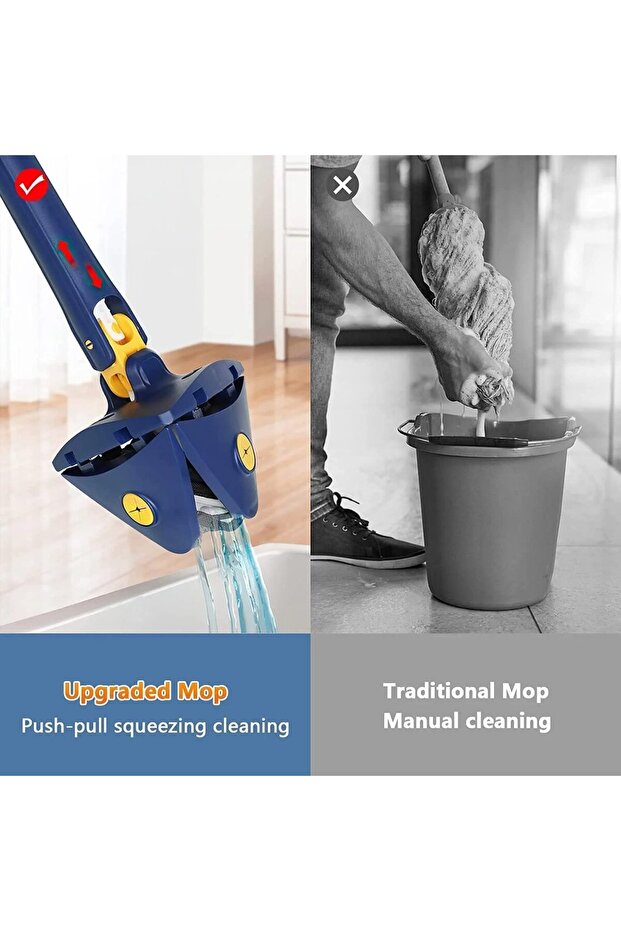 Triangular mop, triangular, with extra squeegee and reserve, floors, windows,other surfaces, blue - 13