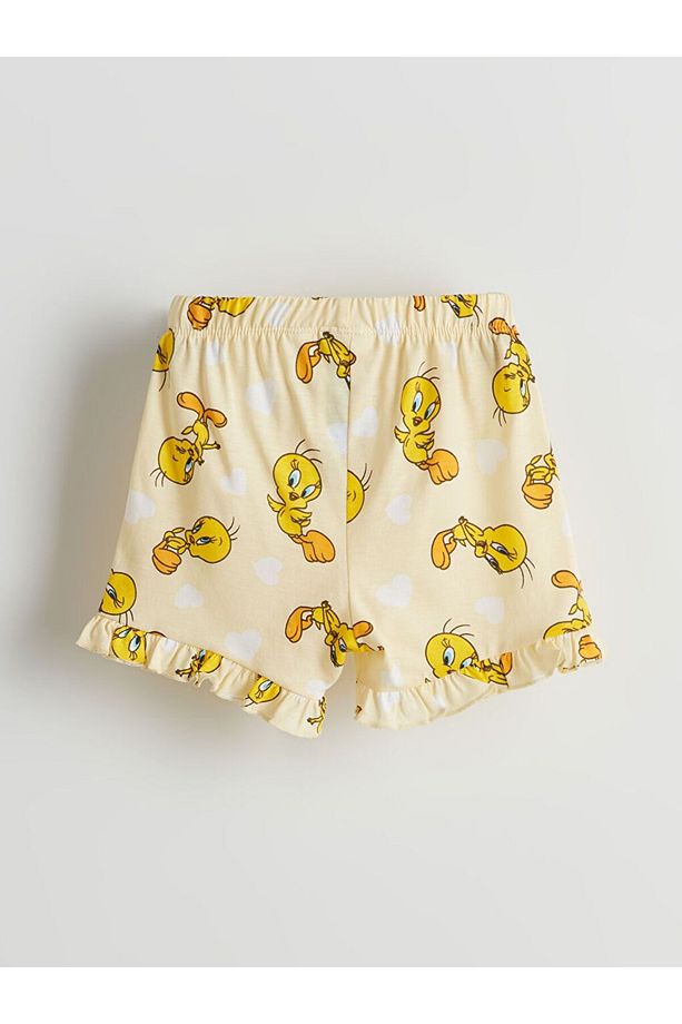 LCW baby Tweety Baskılı Kız Bebek Şortlu Pijama Takım - 5