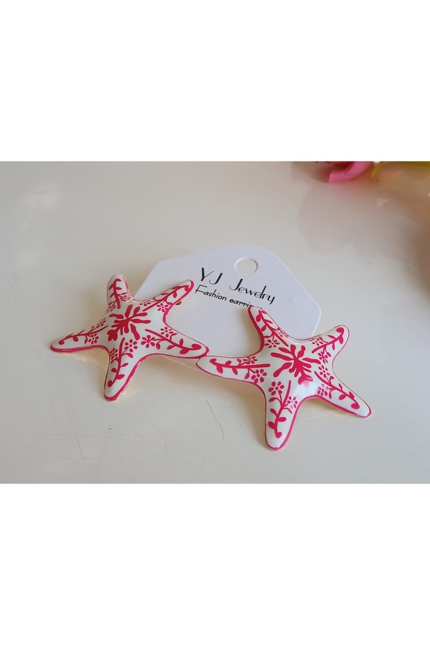 Flower Patterned Starfish Earrings - 7