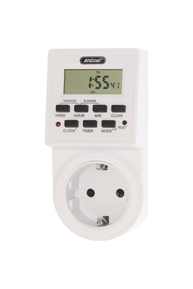 Smart socket with LCD display, energy meter, timer and clock - White - 1