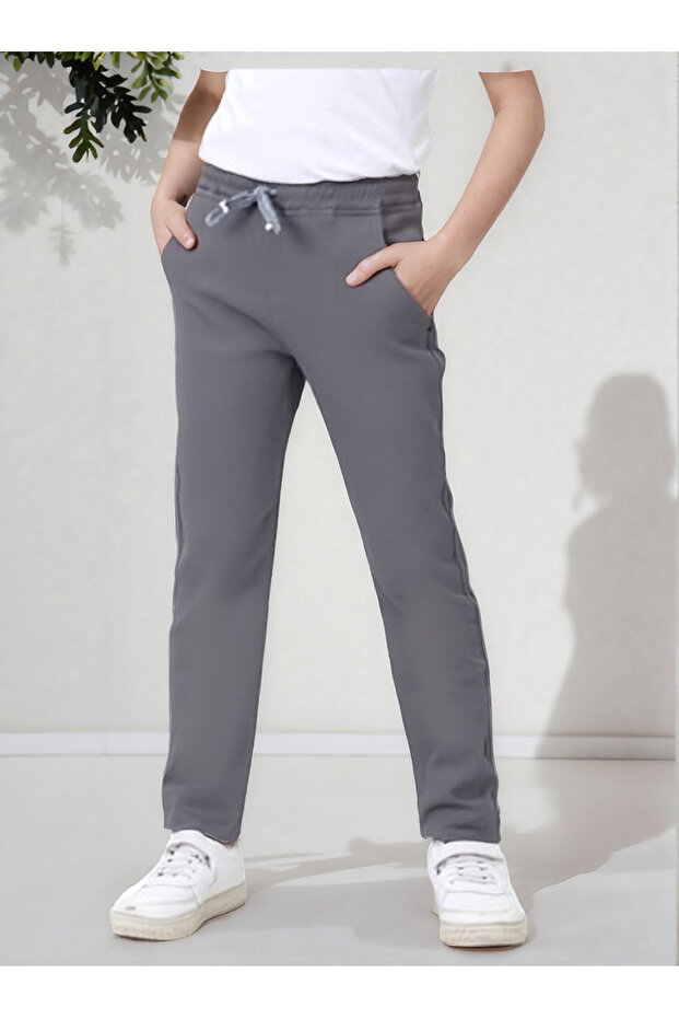 Children's Canvas Cotton School Pants with Elastic Waist