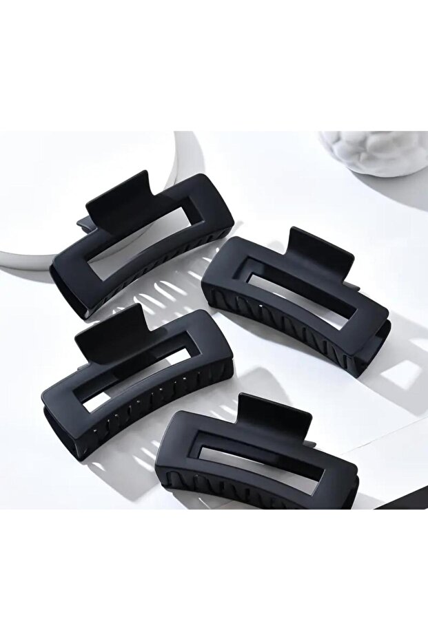 مجموعة من 2 مشبك أسود مستطيل مزدوج - 1