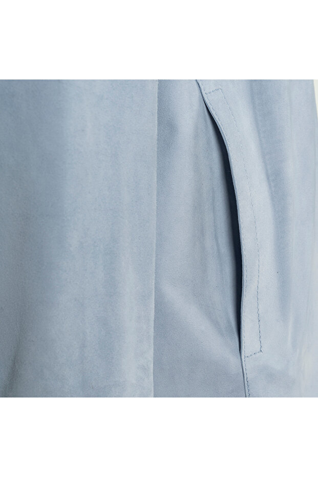 Erkek Mavi Süet Gömlek - 6