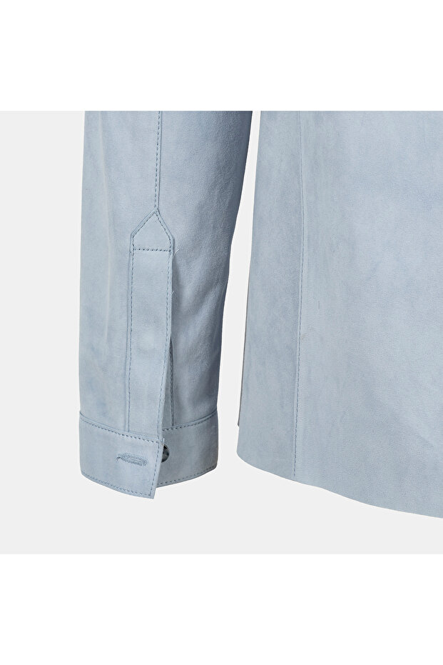 Erkek Mavi Süet Gömlek - 7