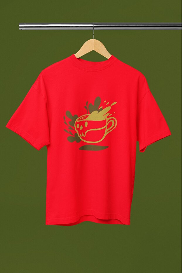 Men/Women One Hot Coffee Transfer Printed Round Neck Short Sleeve Tee
