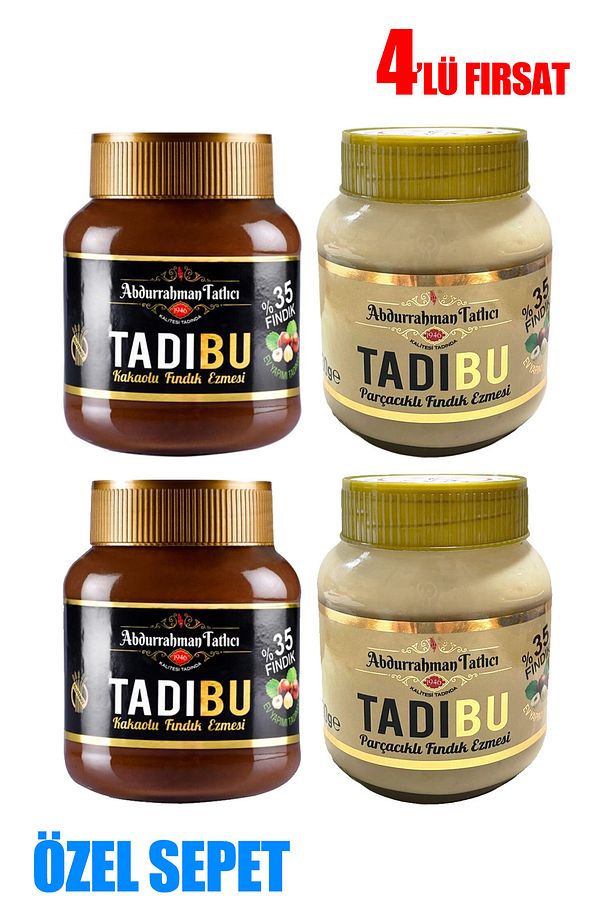 TADIBU KAKAOLU FINDIK KREMASI 2 ADET + 2 ADET PARÇACIKLI FINDIK KREMASI 330 gr - 1